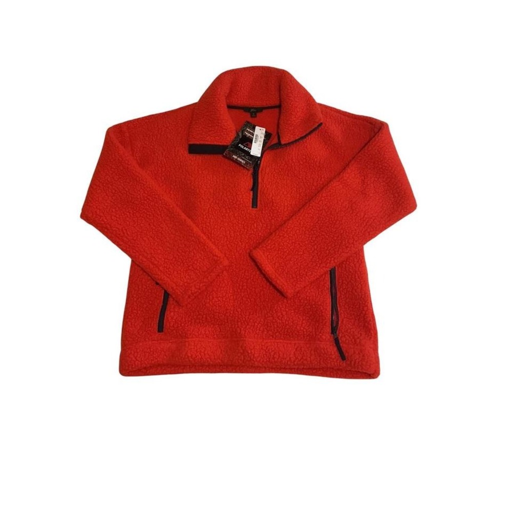 J.Crew‎ Polartec Fleece Pullover Mens M Red/Orange NEW Sherpa Half Zip